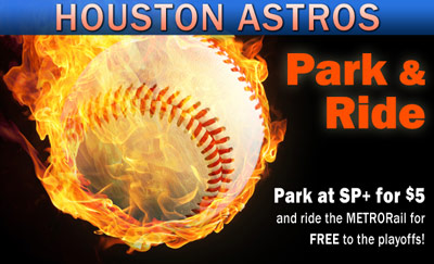 Entrance to Astros Playoffs METRORail Parking